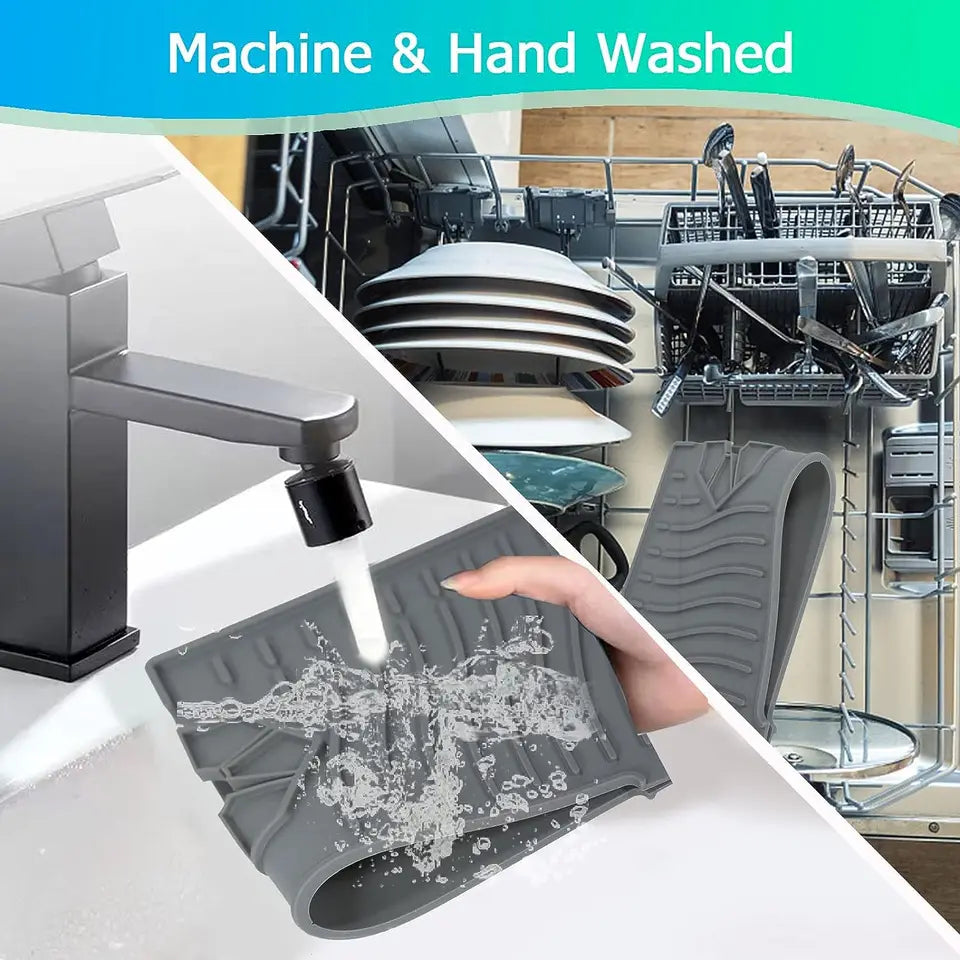 Silicone Kitchen Sink Splash Guard with Drainage Channels