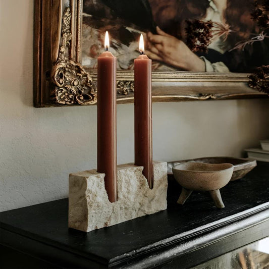Travertine Stone Candle Holder for Taper Candles