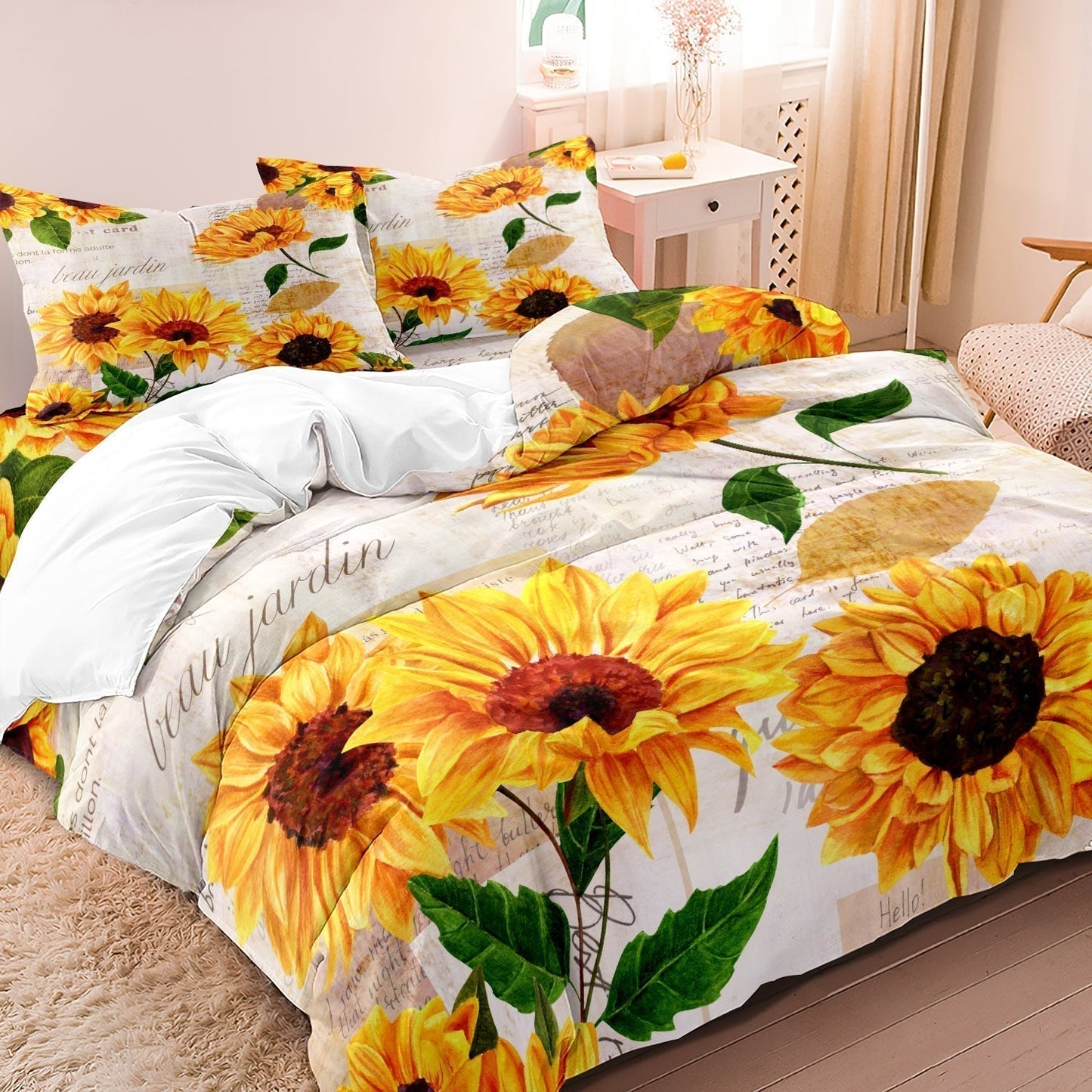 Soft Sunflower Duvet Cover Set with Pillowcases