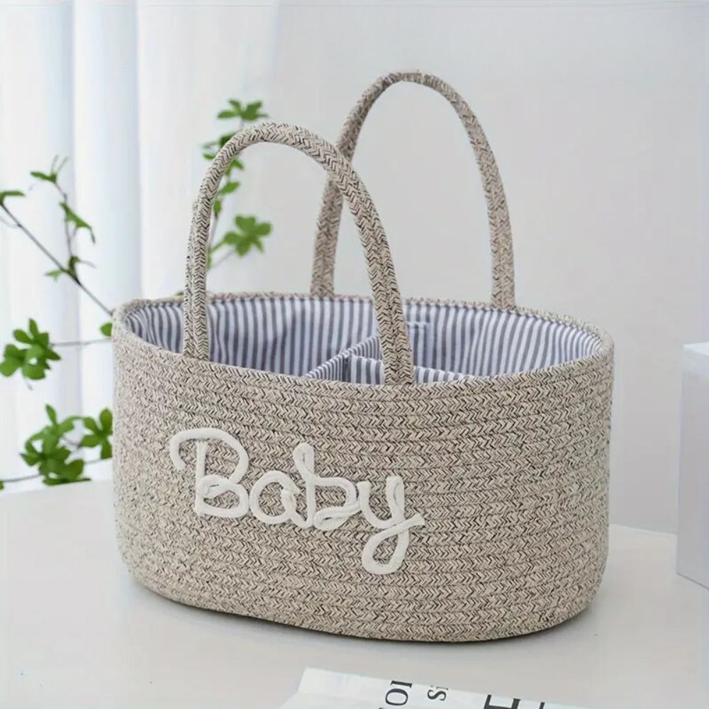 Cotton Rope Baby Caddy Organizer with Removable Divider