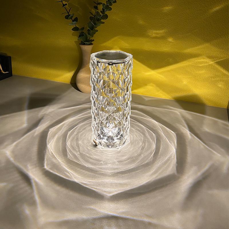 Crystal Touch Table Lamp with Rose-Shaped Silhouette