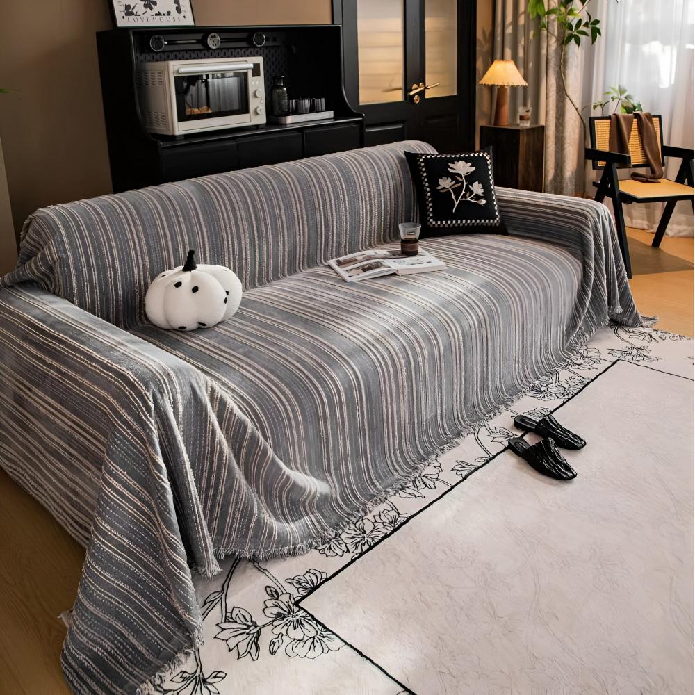 Chenille Stripe Sofa Cover for Stain Protection