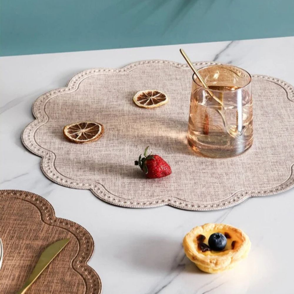 Scalloped Waterproof PU Leather Placemat