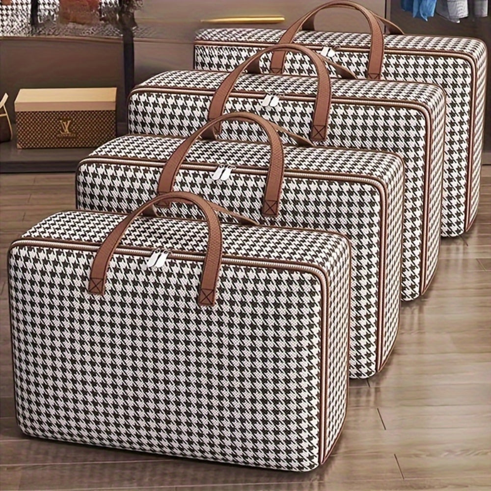 Large Capacity Houndstooth Storage Suitcase