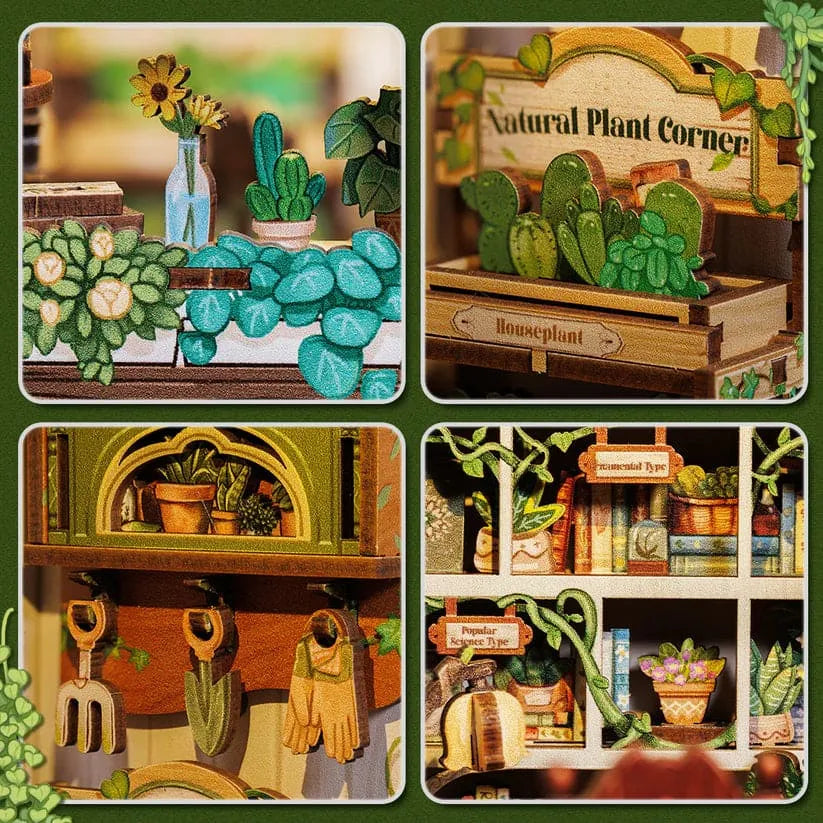 DIY Green Bookshop Miniature Book Nook Kit