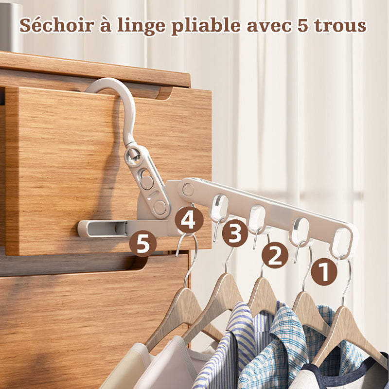 Portable Folding Clothes Hanger with Adjustable Hooks