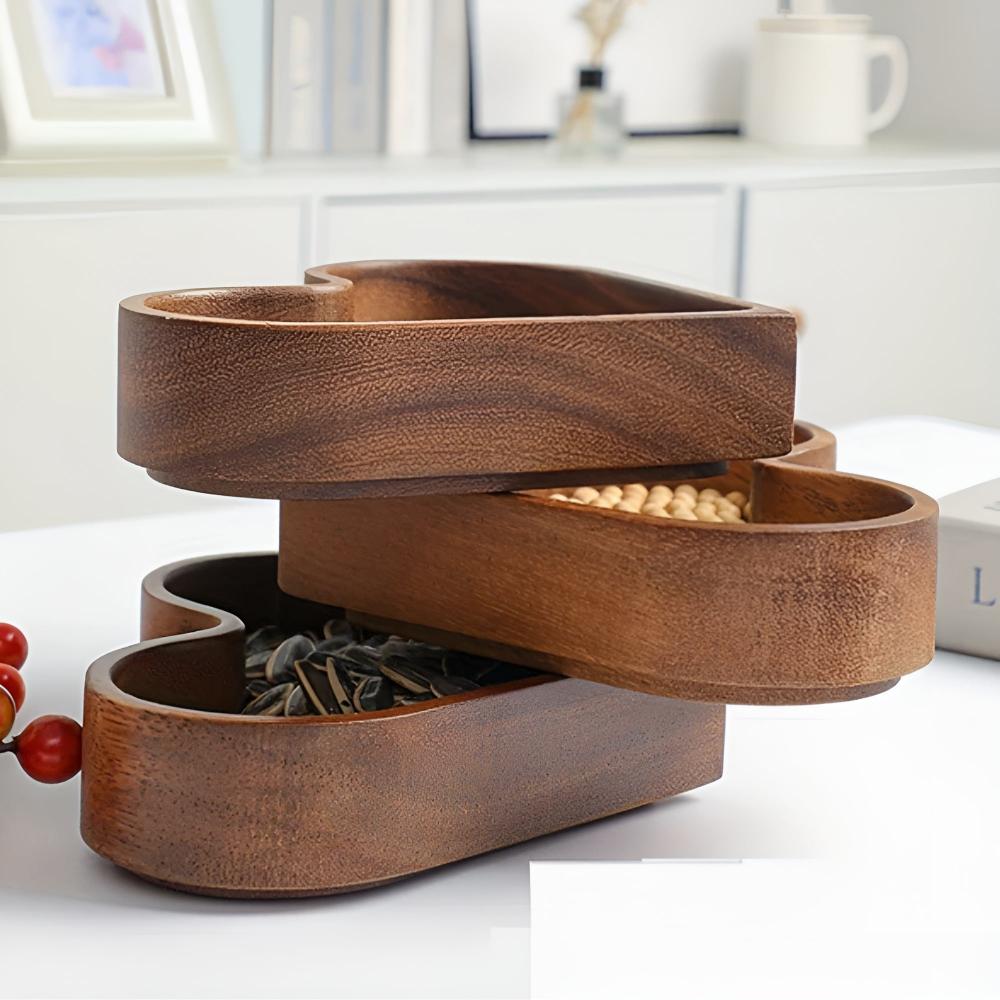 Heart-Shaped Solid Nut Wood Snack Tray