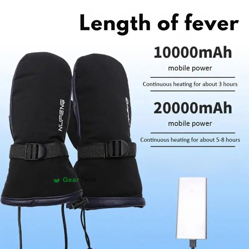 USB Rechargeable Waterproof Heated Mittens with Double-Sided Heating