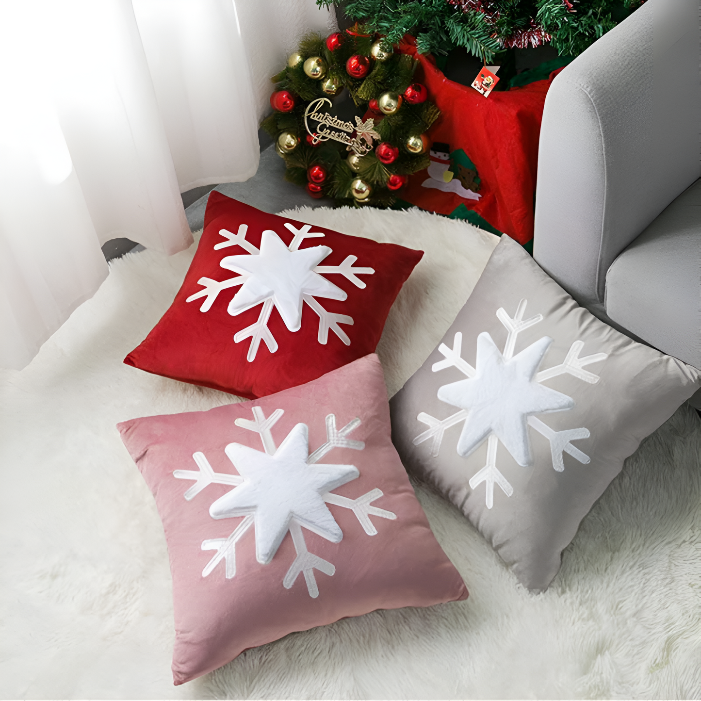 Snowflake Design Winter Pillowcase