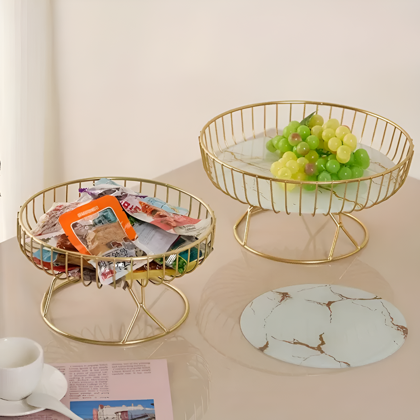 Luxury Handmade Marble Serving Tray with Gold Handles