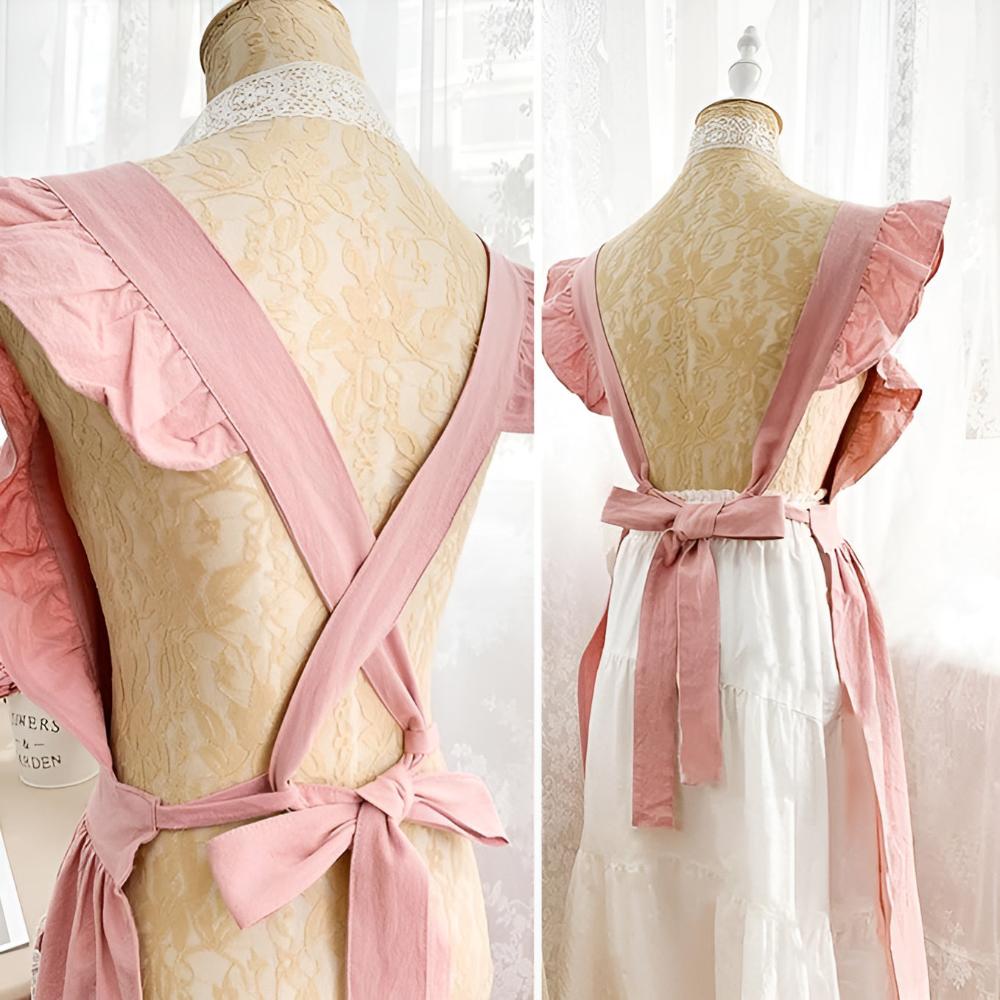 Blush Ruffle Apron with Cross-Back Straps