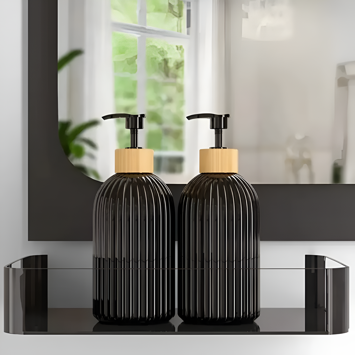 Minimalist Black Bamboo Pump Soap Dispenser
