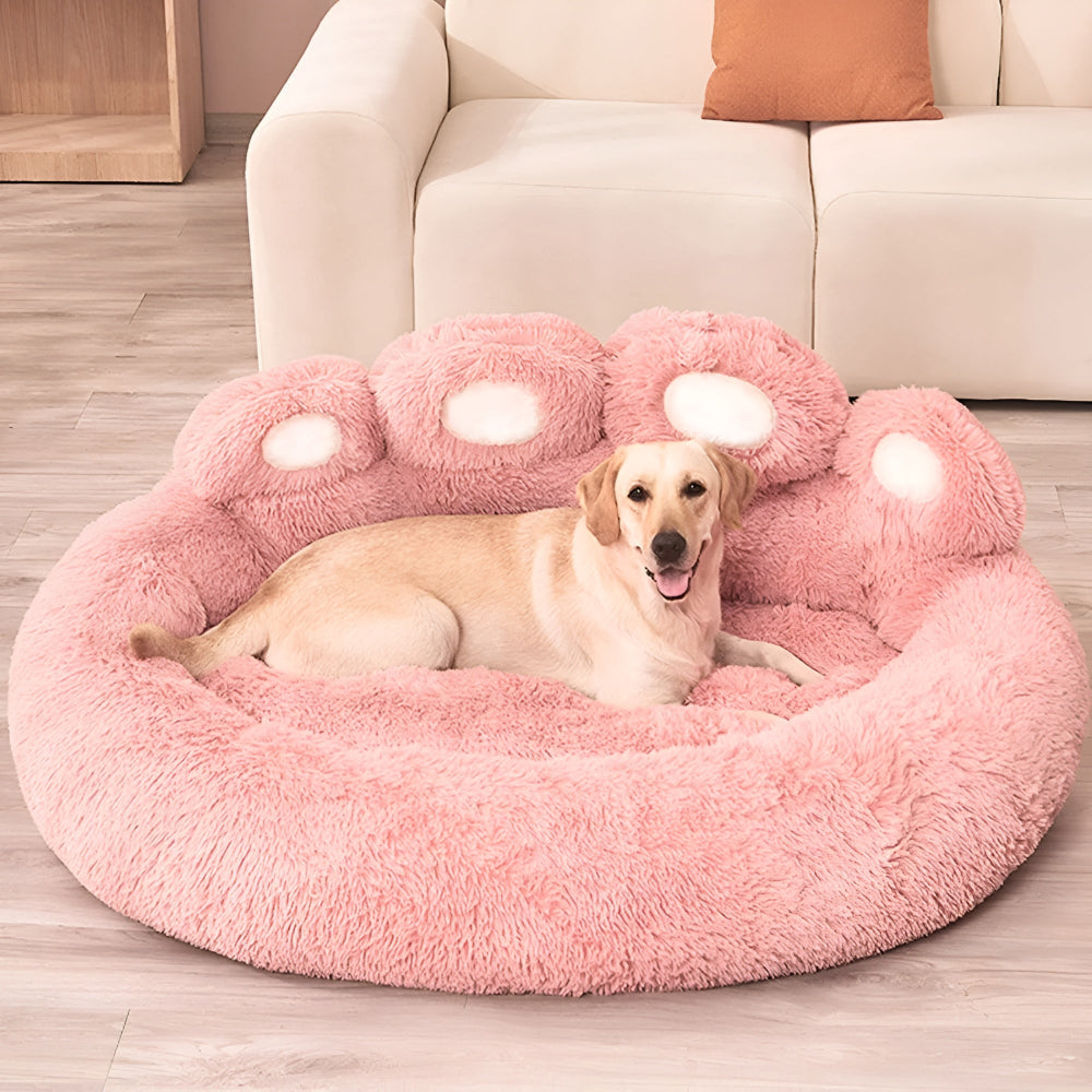 Paw-Shaped Plush Pet Bed for Dogs