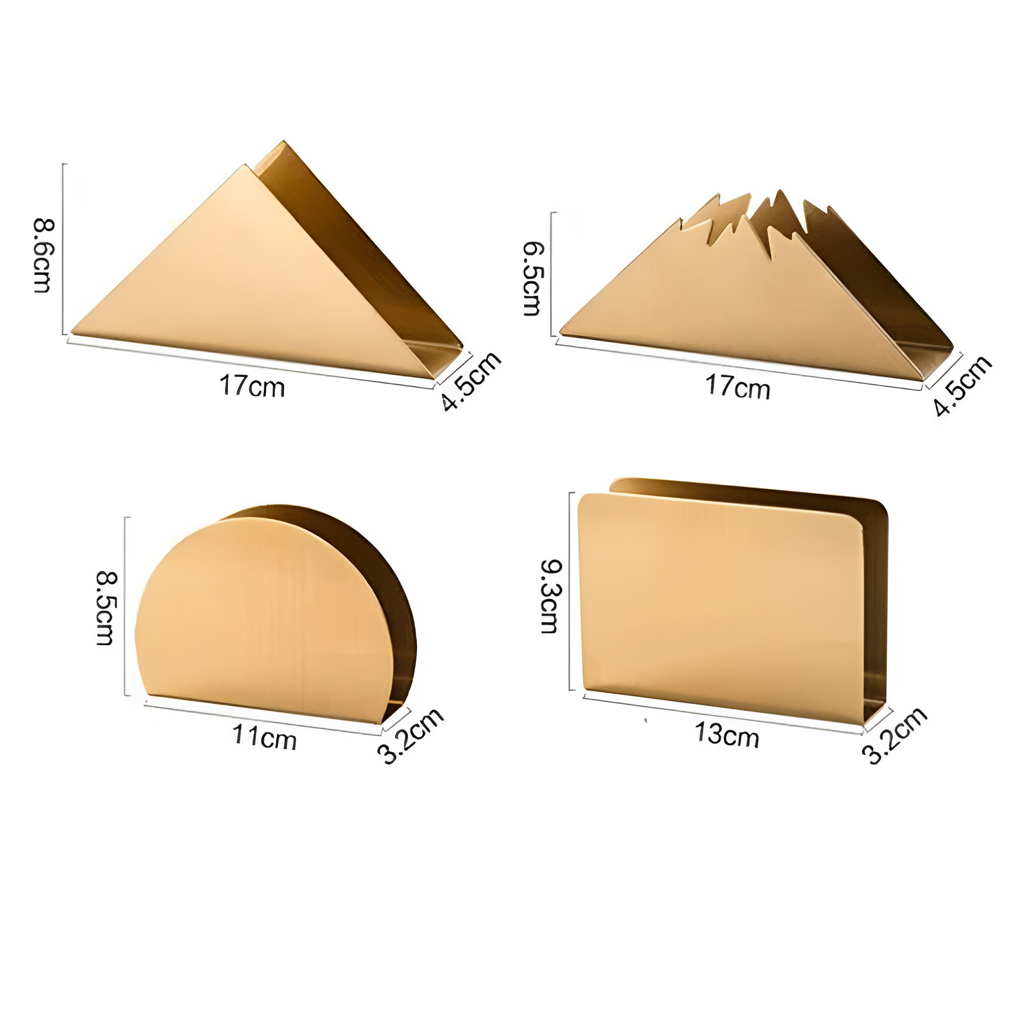 Gold Brass Metallic Napkin Holder with Stable Triangular Design
