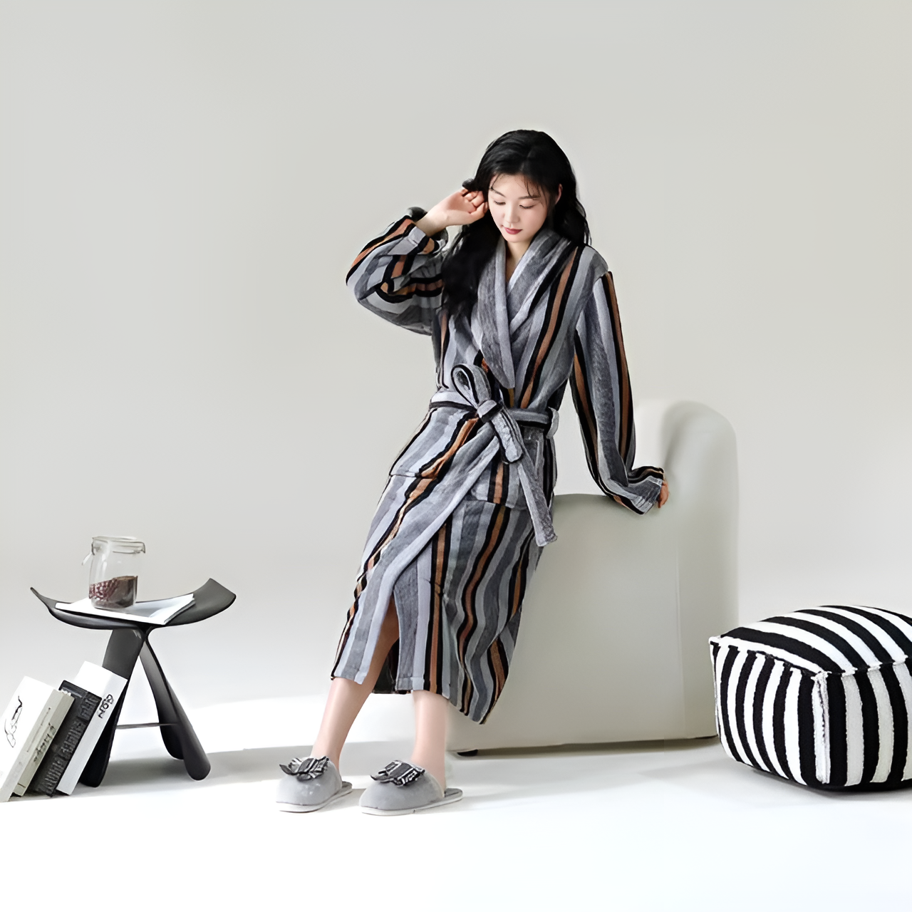 Ultra-Soft Fleece Bathrobe with Sherpa Trim