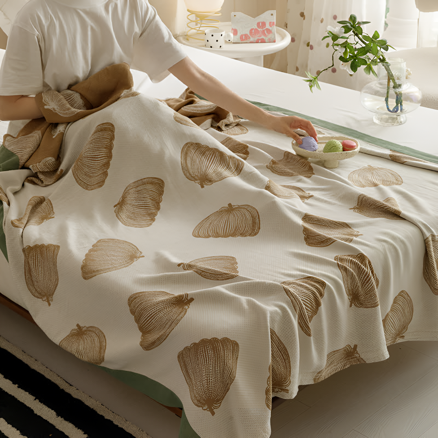 Pumpkin Print Bamboo Fiber Throw Blanket