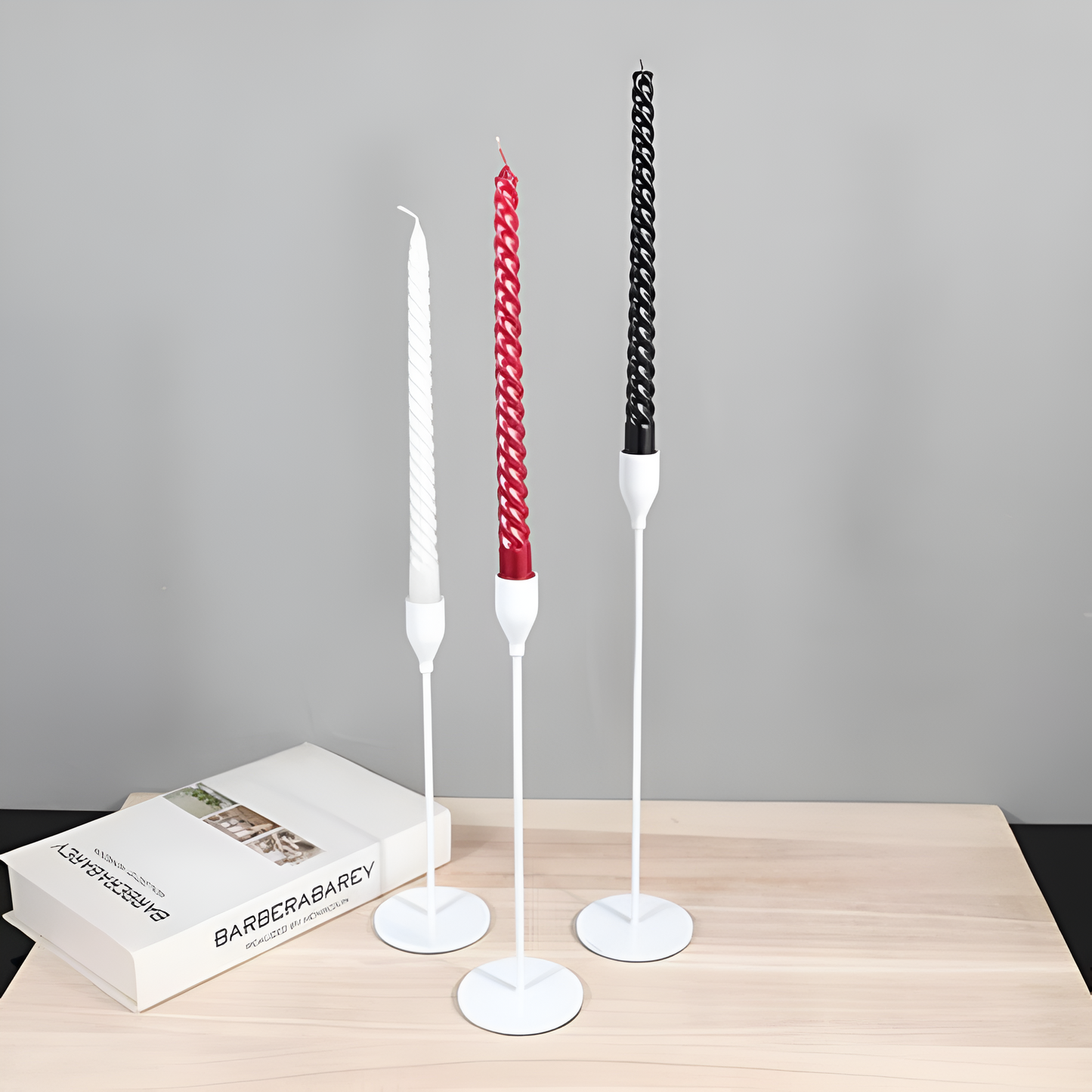 Sleek Metallic Taper Candle Holders Set of 3