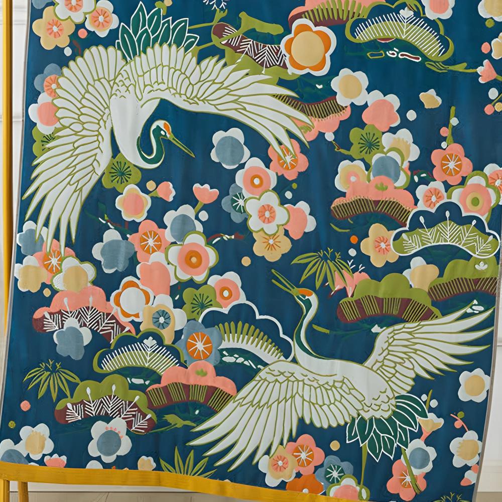 Lush Flower Cranes Cotton Bath Towel