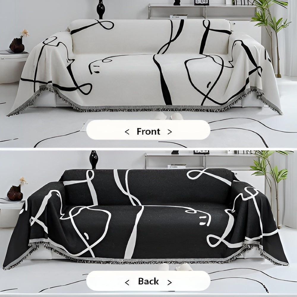 Reversible Abstract Chenille Sofa Cover