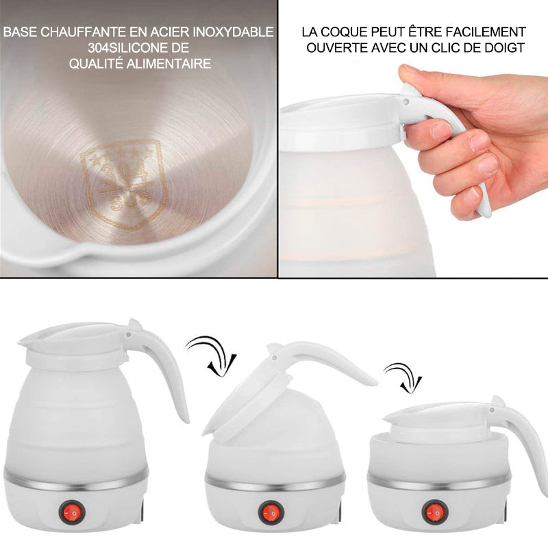 Portable Foldable Silicone Travel Kettle with Universal Plug