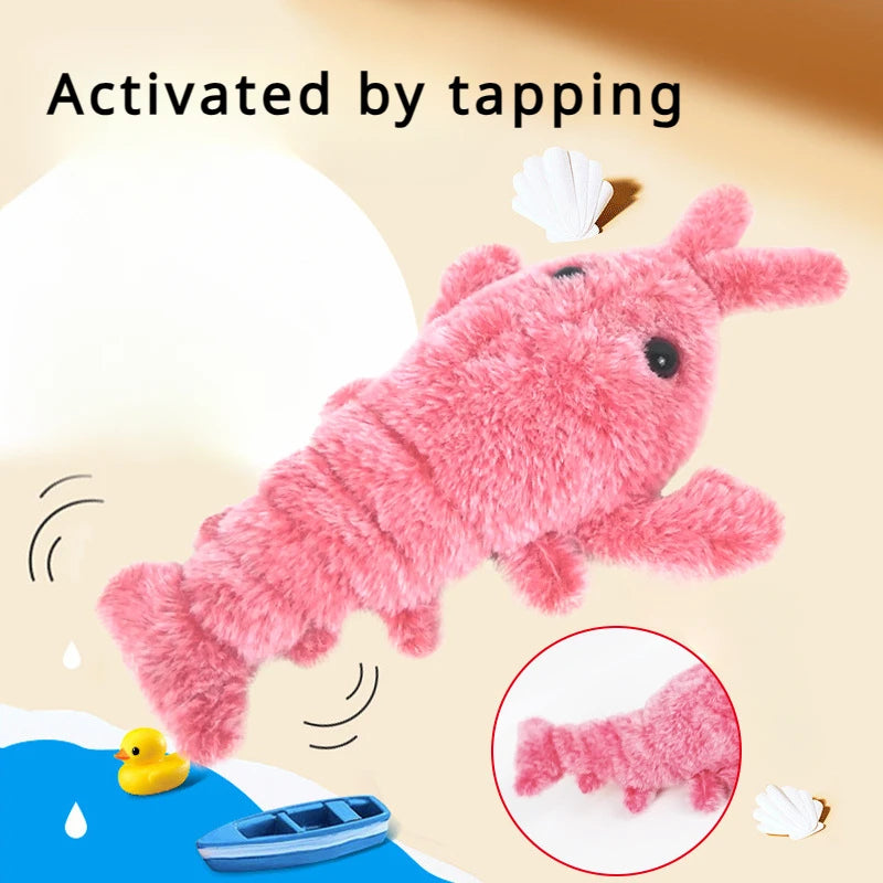 Interactive Plush Electric Jumping Shrimp Toy for Cats and Small Dogs