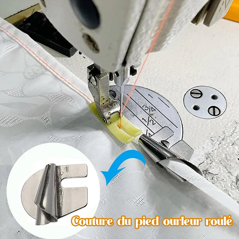 Sewing Machine Rolled Hemming Foot - Stainless Steel, 3mm to 10mm