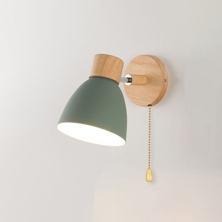 Modern Macaron Wall Light with Natural Wood Accent