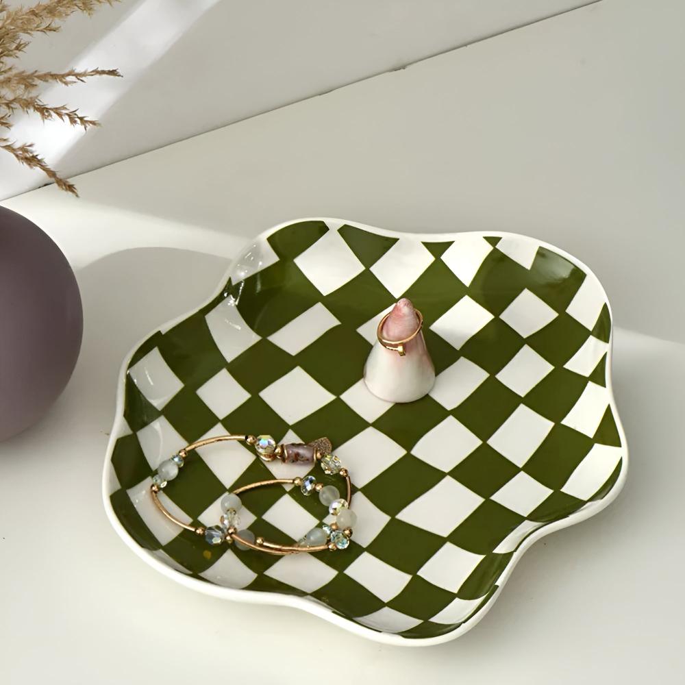 Checkered Ceramic Decorative Plate