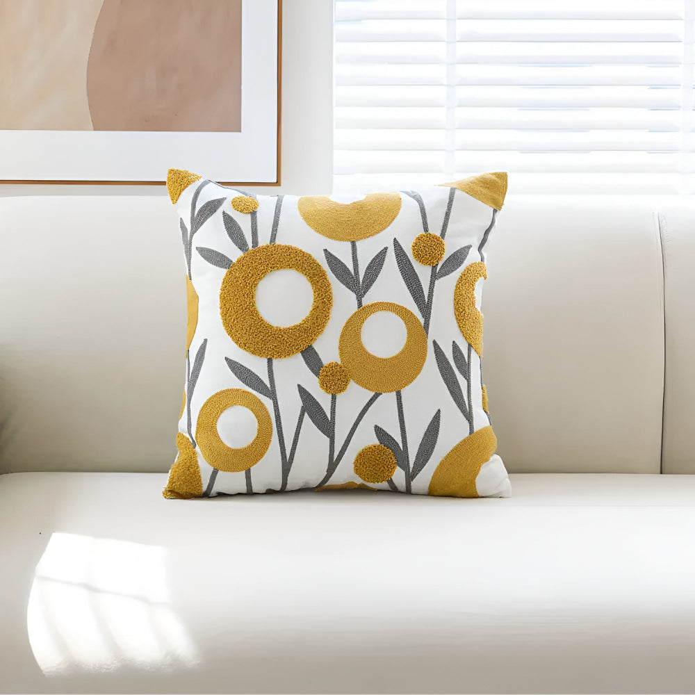 Embroidered Floral Cushion Cover 18x18 Inch