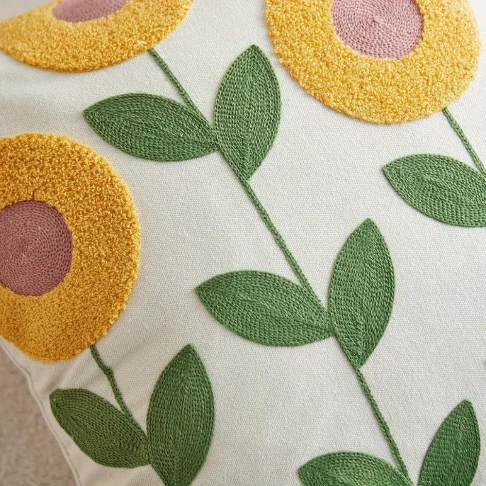 Plant Flower Patterned Microfiber Cotton Cushion Cover