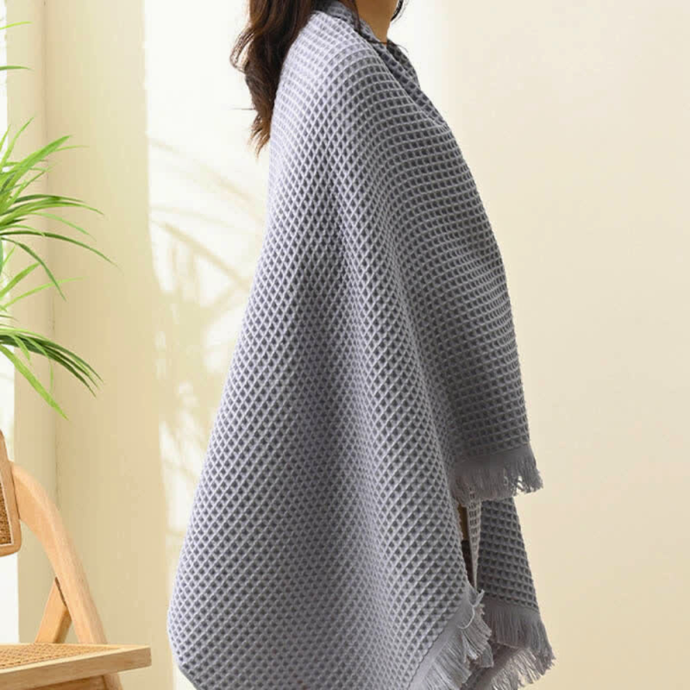 Pure Cotton Waffle Shawl Bath Towel 35x71 Inches