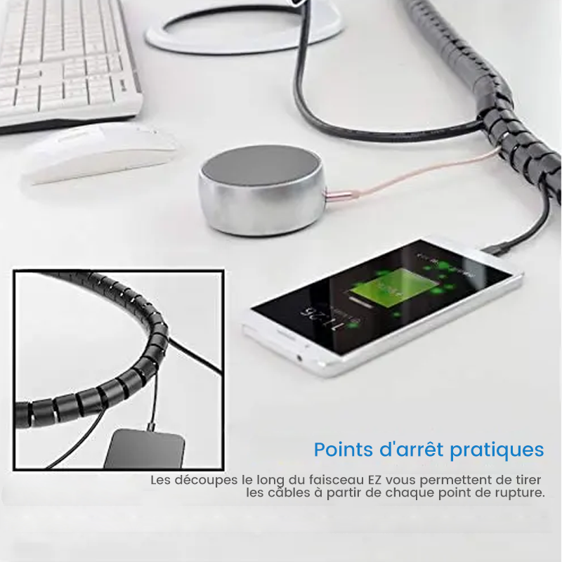 Spiral Cable Management Sleeve - Flexible Wire Organizer