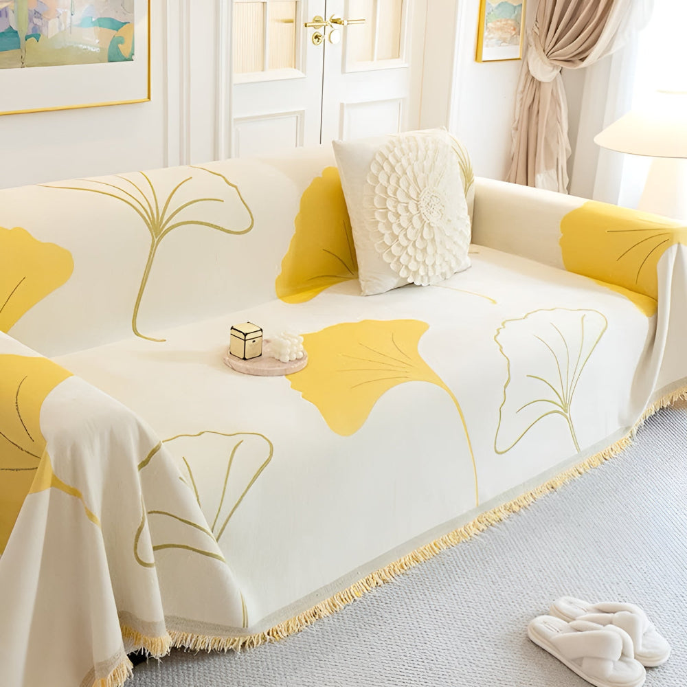 Ginkgo Leaf Chenille Sofa Cover