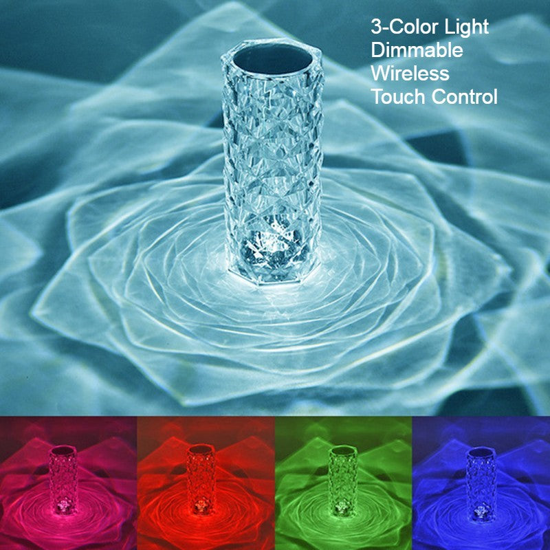 Crystal Rose Table Lamp with Color Changing and Dimmable Features