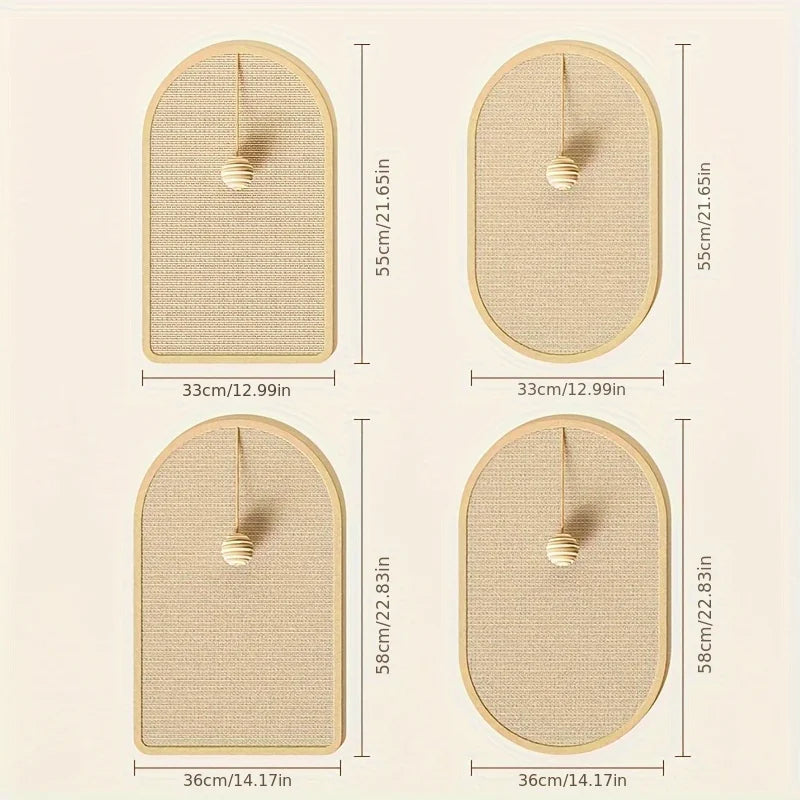 Sisal Wall Mounted Cat Scratch Pad with Hanging Toy