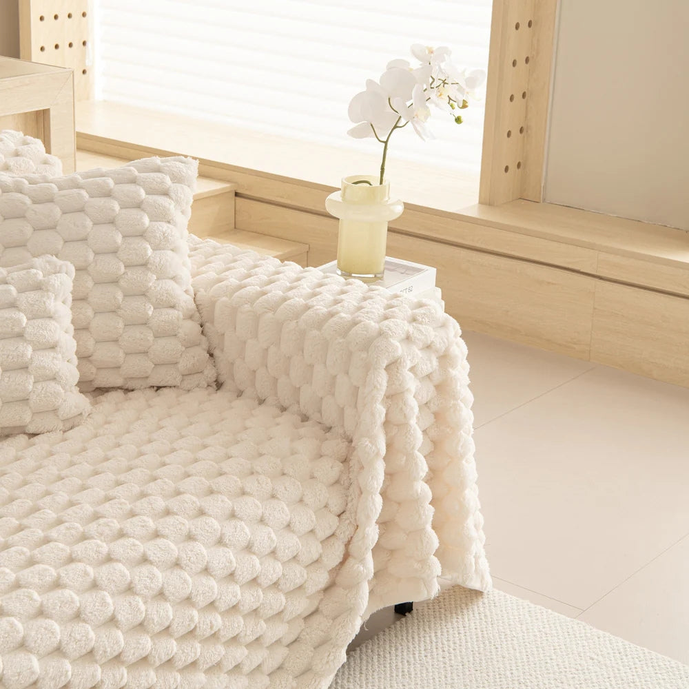 Tufted Rabbit Faux Microfiber Sofa Cover