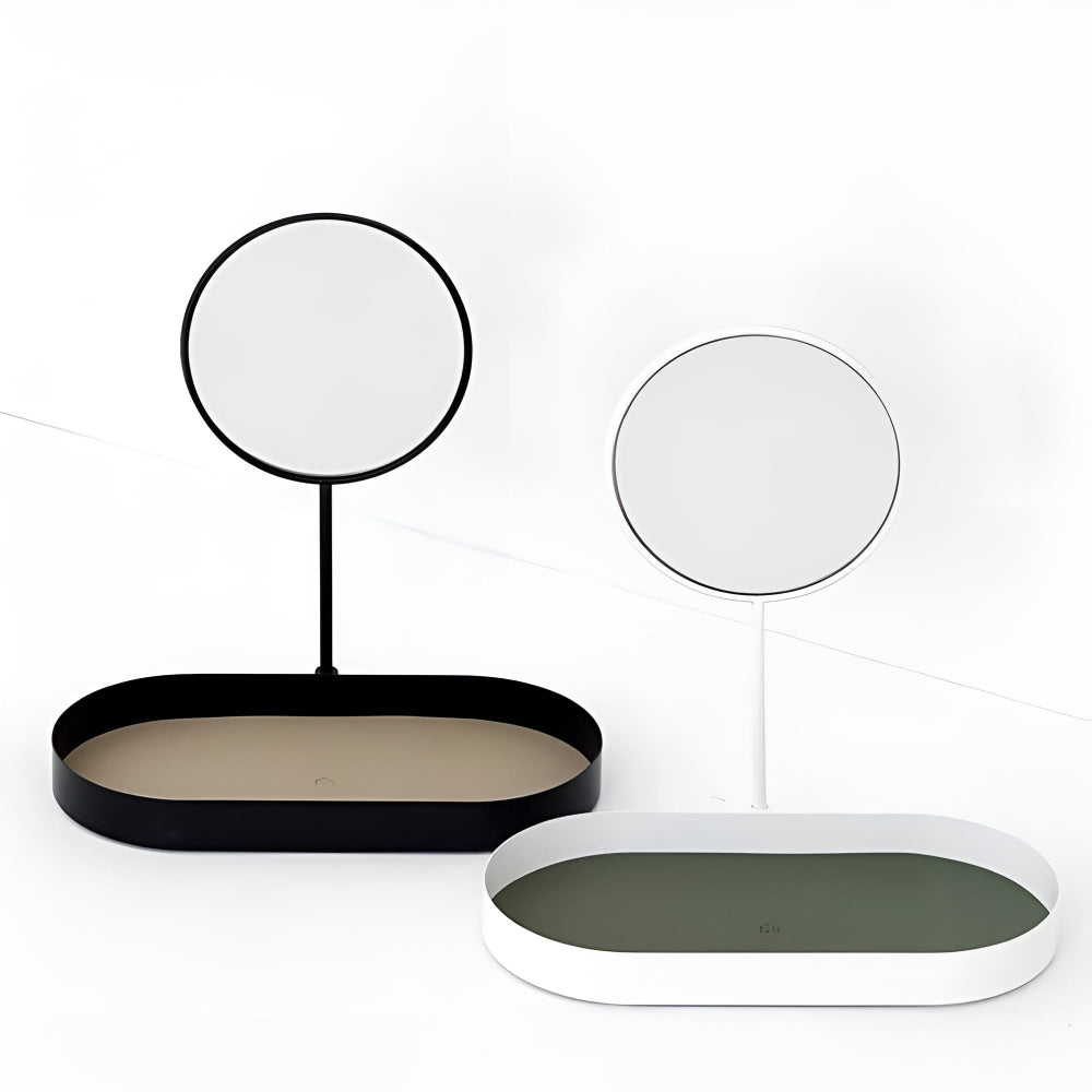 Modern Metal Beauty Organizer Tray with Removable Mirror