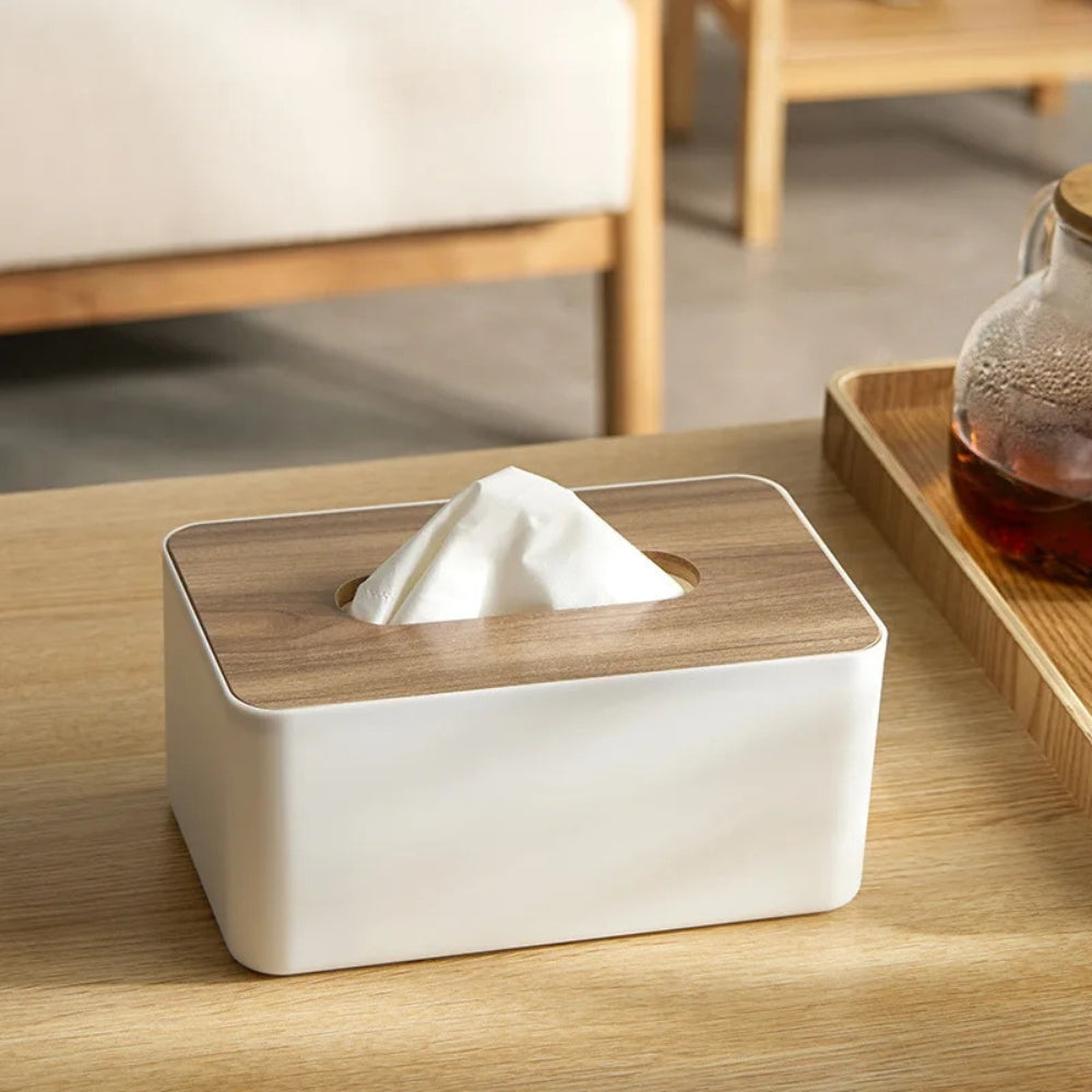 Minimalist Bamboo Lid Tissue Holder