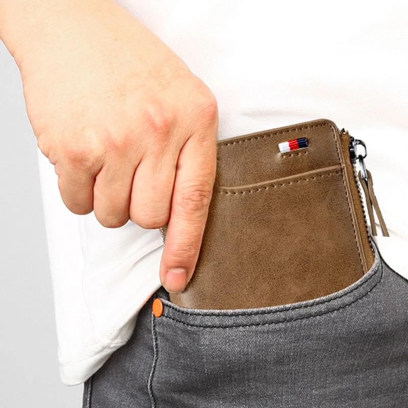 Compact RFID Wallet with Zip Closure for Cards and Cash