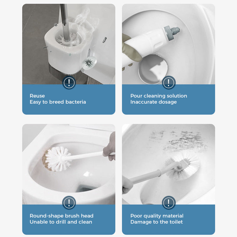 Disposable Toilet Cleaning Brush Set with Sponge Heads and Holder