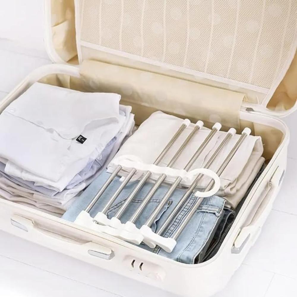 Foldable Stainless Steel Pants Rack for 5 Trousers and Jeans