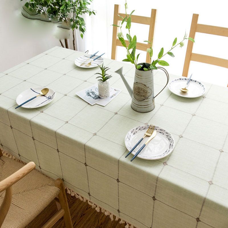 Waterproof Cotton Linen Rectangular Tablecloth - Stain Resistant, Wrinkle-Free for Dining and Events