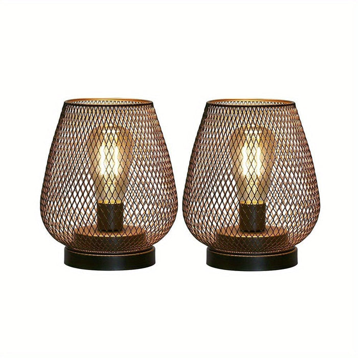 Industrial Metal Table Lamp Set with Warm Ambient Lighting