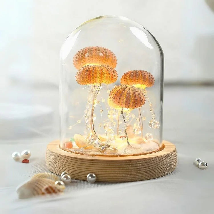 DIY Table Lamp with Natural Sea Urchin Shell and Gold Base