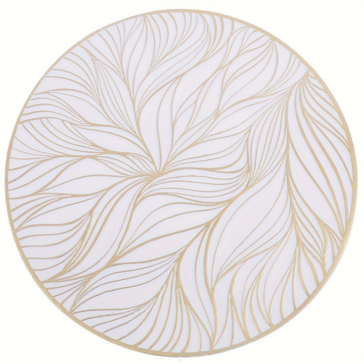 Round Heat-Resistant PVC Placemats with Gold Foil Design