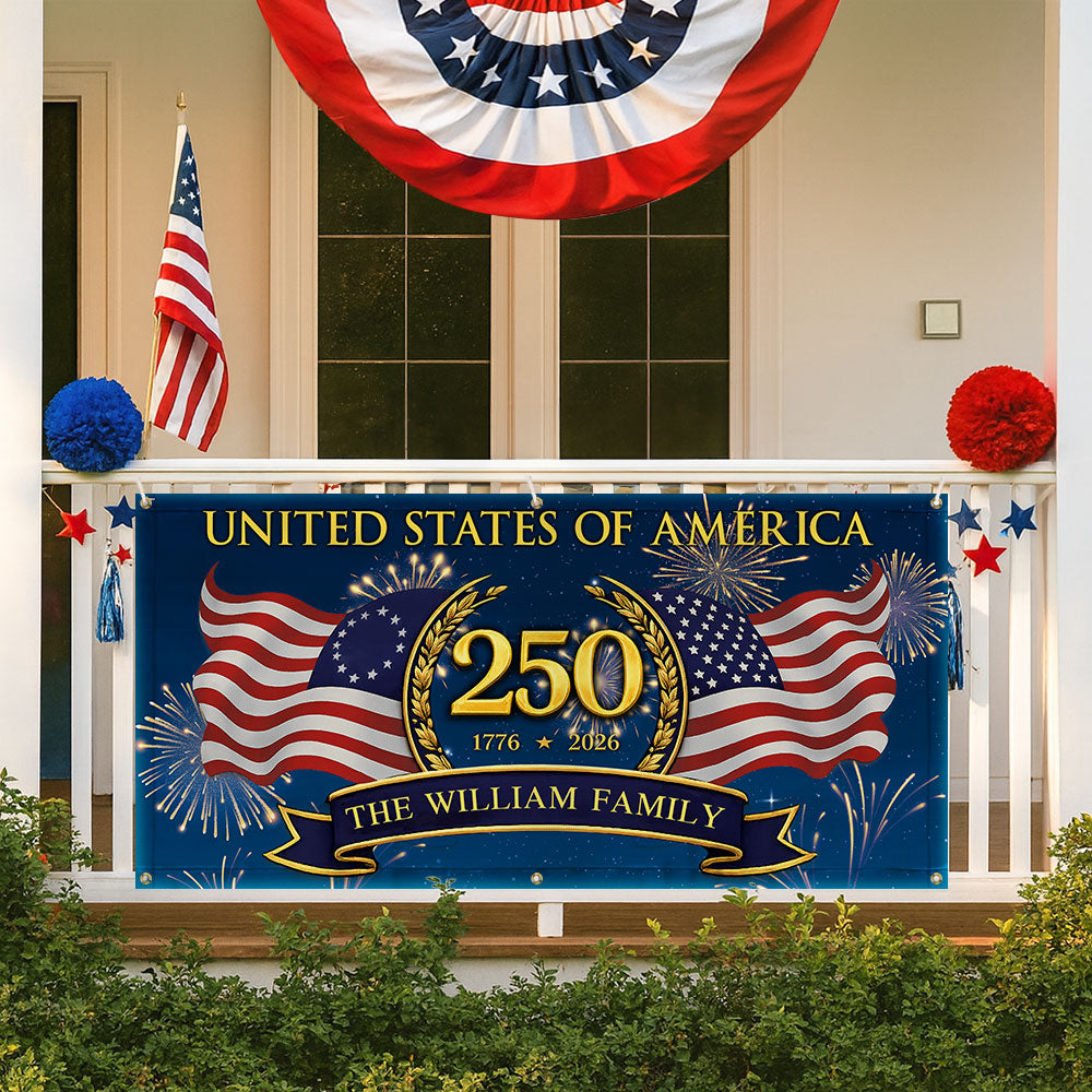 Personalized 250th Anniversary Patriotic Fence Banner
