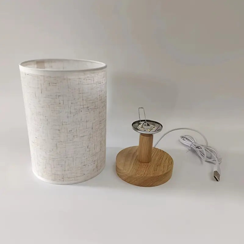 Minimalist Wooden Base Table Lamp with Fabric Shade