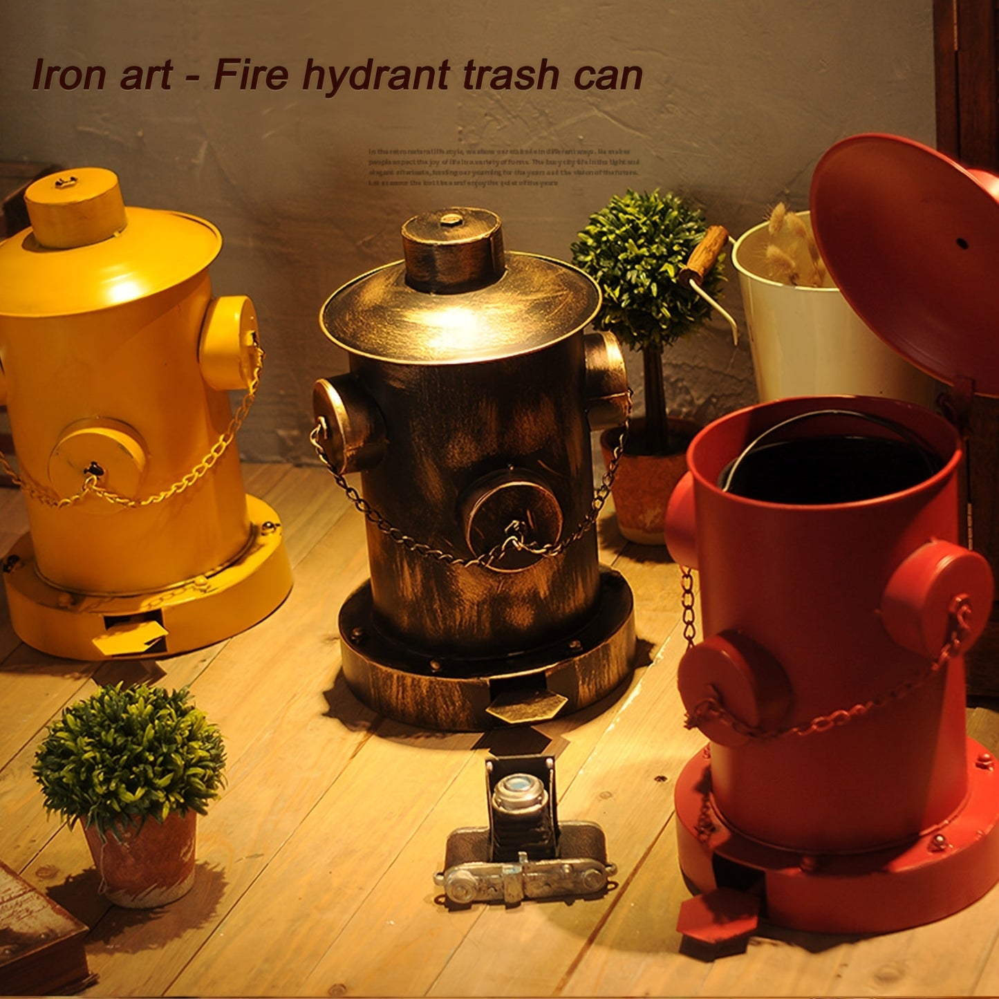 Vintage Fire Hydrant Trash Can with Foot Pedal - Retro Metal Waste Bin