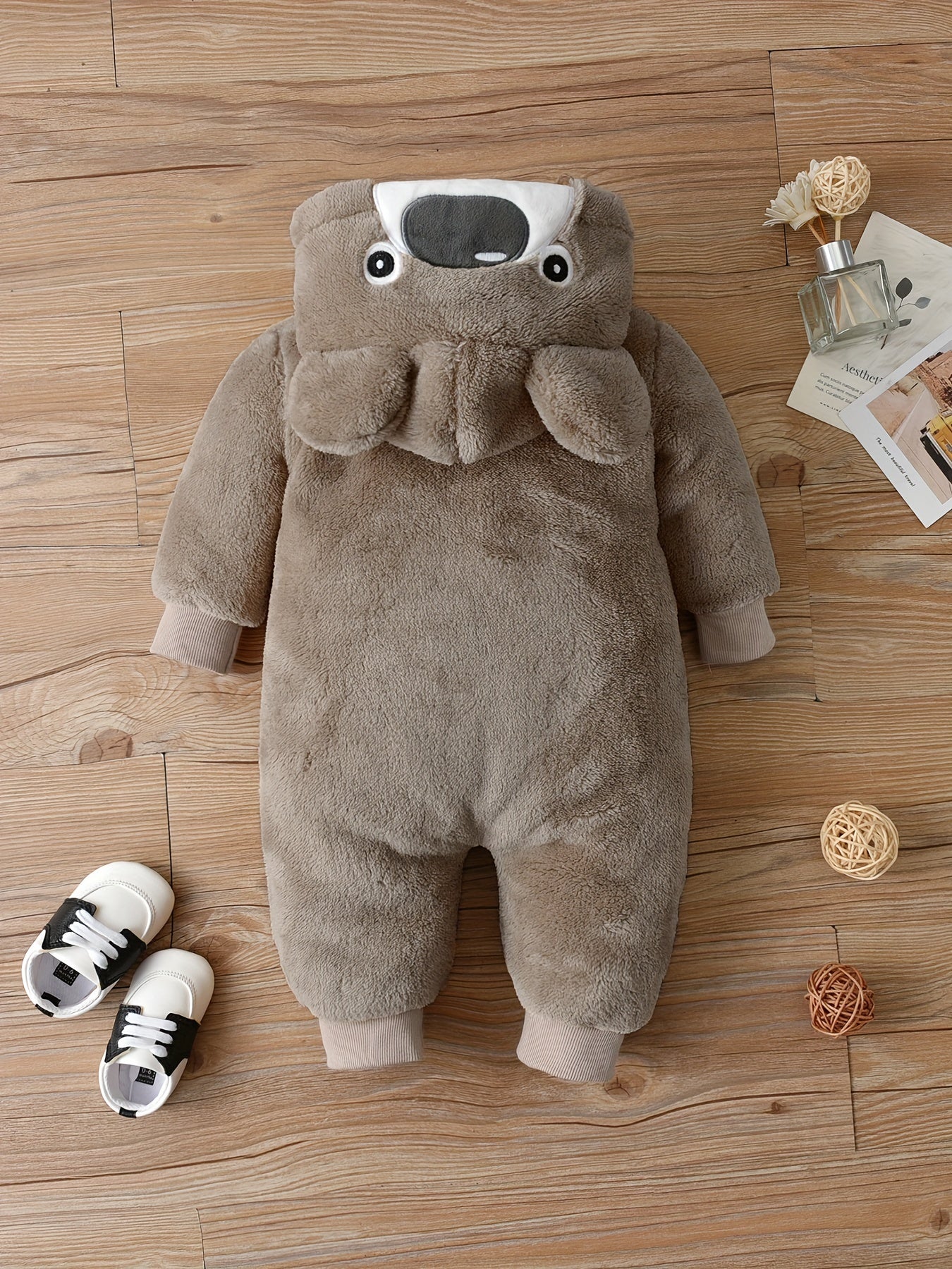 Plush Bear Hooded Romper for Infants