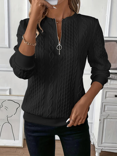 Amalie - Women's zip-up cable knit sweater